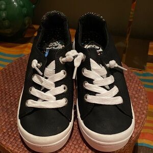 NWOT Roxy Bayshore slip-on sneakers shoes black canvas memory foam Girls 8